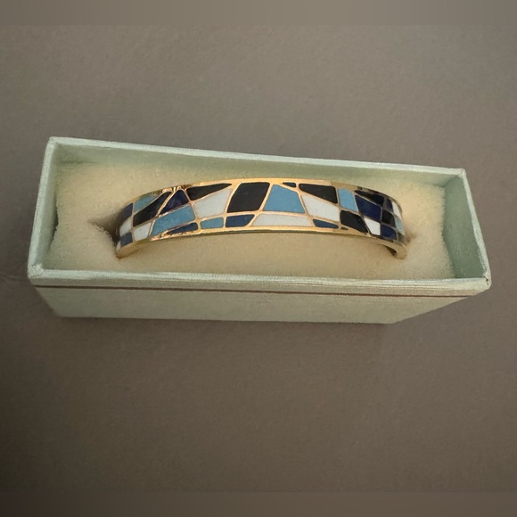 NIB Isabella M Enamel hinge bangle in blue multi - Picture 2 of 9